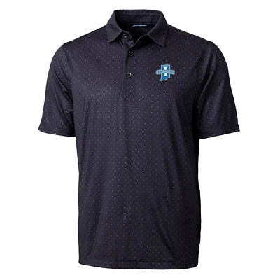 Men's Cutter & Buck Black Indiana State Sycamores Pike Double Dot Print Stretch Polo