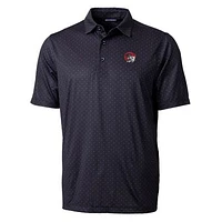 Men's Cutter & Buck Black Winston-Salem State Rams Pike Double Dot Print Stretch Polo