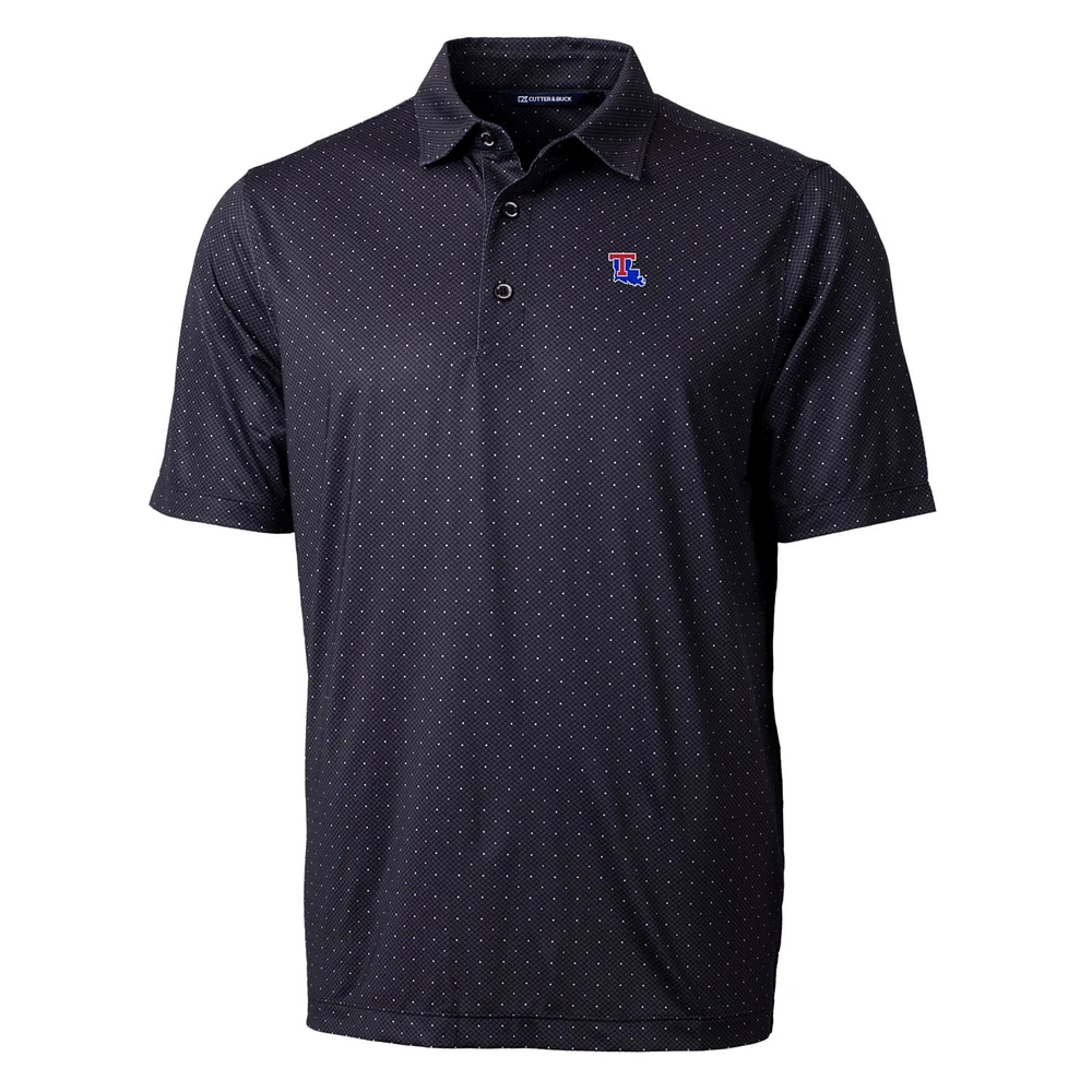 Men's Cutter & Buck Black Louisiana Tech Bulldogs Pike Double Dot Print Stretch Polo