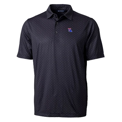 Men's Cutter & Buck Black Louisiana Tech Bulldogs Pike Double Dot Print Stretch Polo