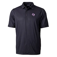 Men's Cutter & Buck Black Stephen F Austin Lumberjacks Pike Double Dot Print Stretch Polo