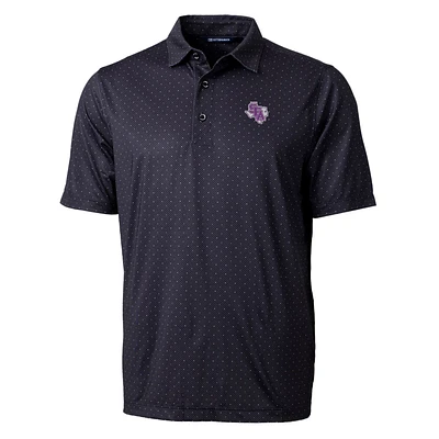 Men's Cutter & Buck Black Stephen F Austin Lumberjacks Pike Double Dot Print Stretch Polo