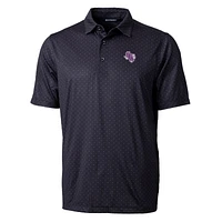 Men's Cutter & Buck Black Stephen F Austin Lumberjacks Pike Double Dot Print Stretch Polo