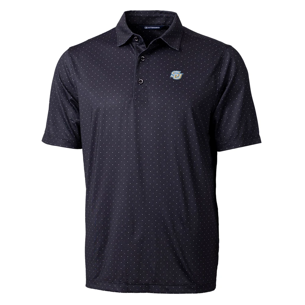 Men's Cutter & Buck Black Southern University Jaguars Pike Double Dot Print Stretch Polo