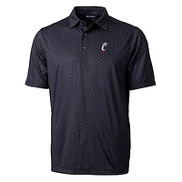 Men's Cutter & Buck Black Cincinnati Bearcats Pike Double Dot Print Stretch Polo