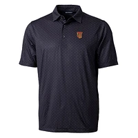 Men's Cutter & Buck Black Tuskegee Golden Tigers Pike Double Dot Print Stretch Polo