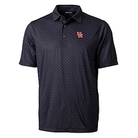 Men's Cutter & Buck Black Houston Cougars Pike Double Dot Print Stretch Polo