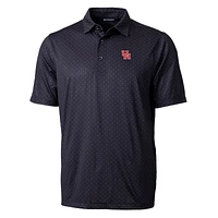 Men's Cutter & Buck Black Houston Cougars Pike Double Dot Print Stretch Polo