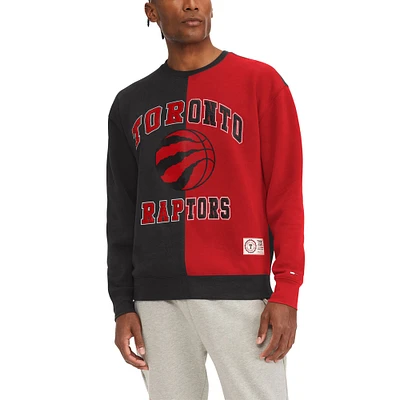 Men's Tommy Jeans Black Toronto Raptors - Keith Split Color Block Pullover Sweatshirt