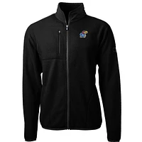 Men's Cutter & Buck Black Kansas Jayhawks Team Logo Cascade Eco Sherpa Fleece Full-Zip Jacket