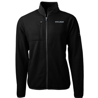Men's Cutter & Buck Black Spelman College Jaguars Team Logo Cascade Eco Sherpa Fleece Full-Zip Jacket