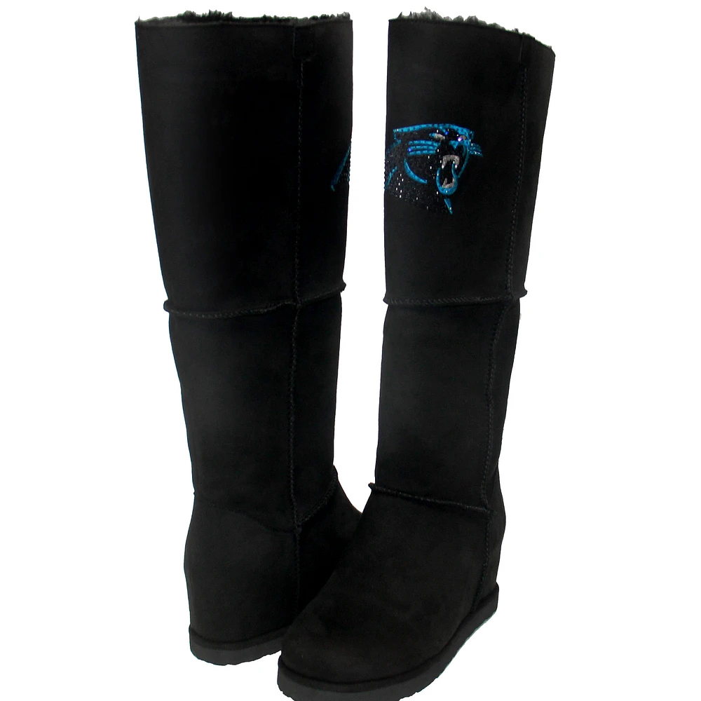 Women's Cuce Black Carolina Panthers Suede Knee-High Boots