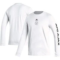 Men's adidas White Ajax Team Crest Long Sleeve T-Shirt