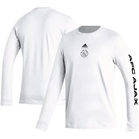 Men's adidas White Ajax Team Crest Long Sleeve T-Shirt