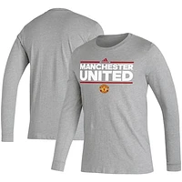 Men's adidas Heather Gray Manchester United Dassler Long Sleeve T-Shirt