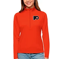 Women's Antigua Orange Philadelphia Flyers Tribute Quarter-Zip Pullover Top