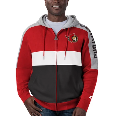 Men's Starter Black Ottawa Senators Colorblock - Full-Zip Hoodie Jacket