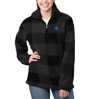 Women's G-III 4Her by Carl Banks Black/Charcoal Toronto Maple Leafs Plaid Sherpa - Quarter-Zip Jacket