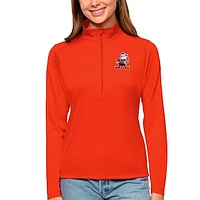 Women's Antigua Orange Cleveland Browns Brownie The Elf Tribute Half-Zip Top