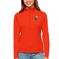 Women's Antigua Orange Cleveland Browns Brownie The Elf Tribute Half-Zip Top