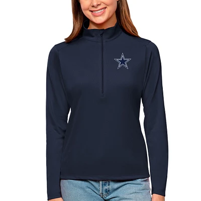 Women's Antigua Navy Dallas Cowboys Tribute Half-Zip Top