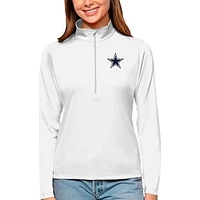 Women's Antigua White Dallas Cowboys Tribute Half-Zip Top