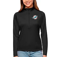 Women's Antigua Black Miami Dolphins Tribute Half-Zip Top
