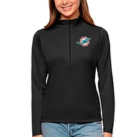 Women's Antigua Black Miami Dolphins Tribute Half-Zip Top