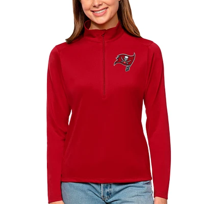 Women's Antigua Red Tampa Bay Buccaneers Tribute Half-Zip Top
