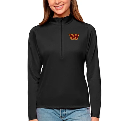 Women's Antigua Black Washington Commanders Tribute Half-Zip Top