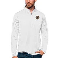 Men's Antigua White Boston Bruins Tribute Quarter-Zip Pullover Top