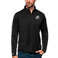 Men's Antigua Black Tampa Bay Lightning Tribute Quarter-Zip Pullover Top