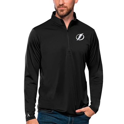 Men's Antigua Black Tampa Bay Lightning Tribute Quarter-Zip Pullover Top