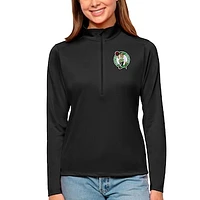 Women's Antigua Black Boston Celtics Tribute Half-Zip Top