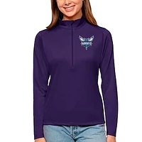 Women's Antigua Purple Charlotte Hornets Tribute Half-Zip Top