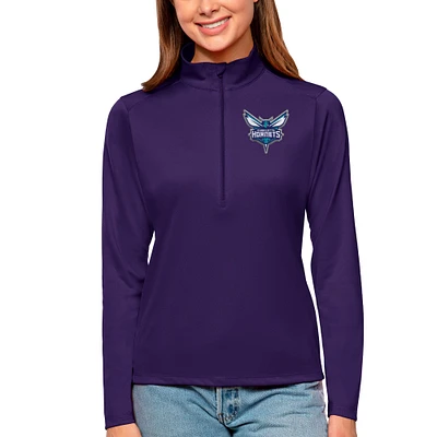 Women's Antigua Purple Charlotte Hornets Tribute Half-Zip Top