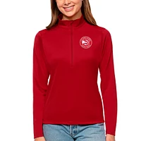 Women's Antigua Red Atlanta Hawks Tribute Half-Zip Top
