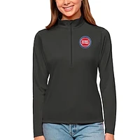Women's Antigua Charcoal Detroit Pistons Tribute Half-Zip Top