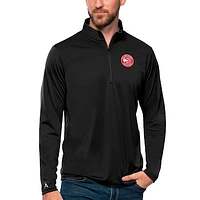 Men's Antigua Black Atlanta Hawks Tribute Quarter-Zip Pullover Top