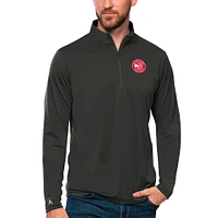 Men's Antigua Charcoal Atlanta Hawks Tribute Quarter-Zip Pullover Top