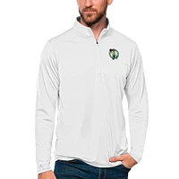 Men's Antigua White Boston Celtics Tribute Quarter-Zip Pullover Top