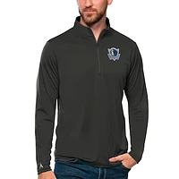 Men's Antigua Charcoal Dallas Mavericks Tribute Quarter-Zip Pullover Top