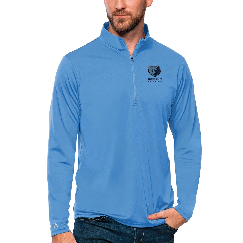 Men's Antigua Blue Memphis Grizzlies Tribute Quarter-Zip Pullover Top