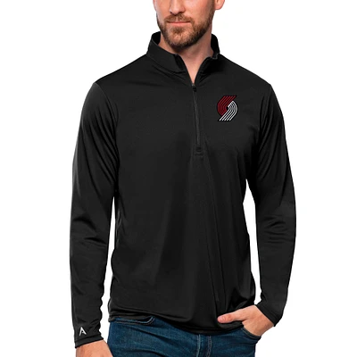 Men's Antigua Black Portland Trail Blazers Tribute Quarter-Zip Pullover Top