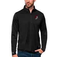 Men's Antigua Black Portland Trail Blazers Tribute Quarter-Zip Pullover Top