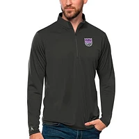 Men's Antigua Charcoal Sacramento Kings Tribute Quarter-Zip Pullover Top