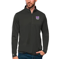 Men's Antigua Charcoal Sacramento Kings Tribute Quarter-Zip Pullover Top