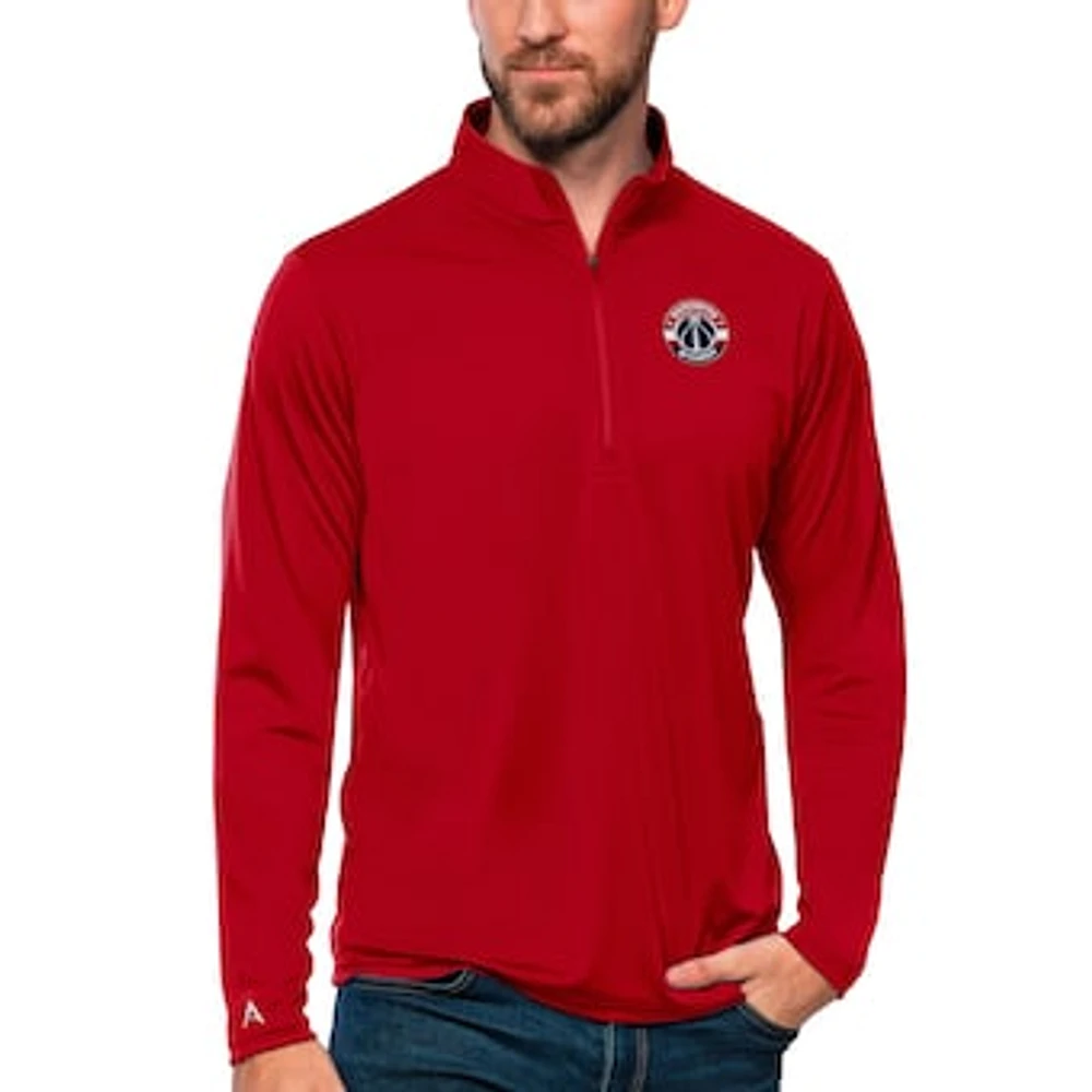 Men's Antigua Red Washington Wizards Tribute Quarter-Zip Pullover Top