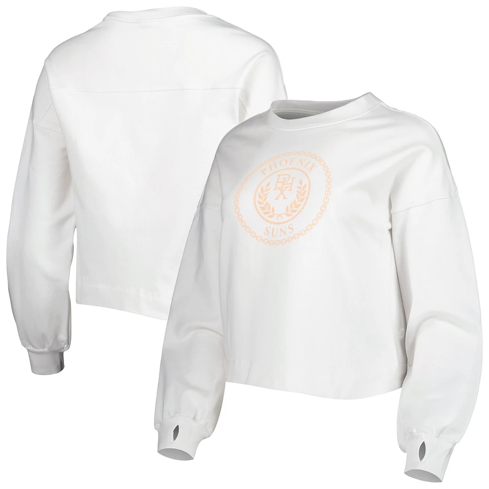 Women's Lusso White Phoenix Suns Lola Ball and Chain Pullover Sweatshirt