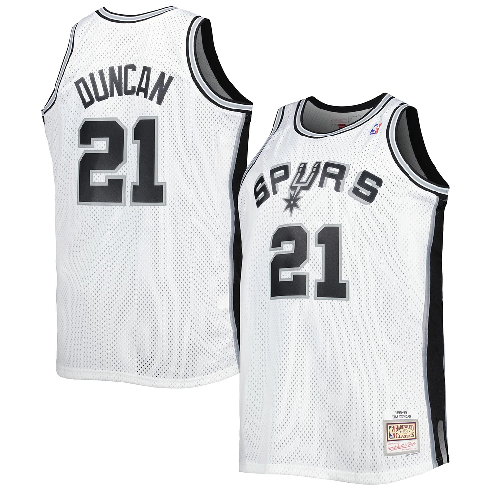 Men's Mitchell & Ness Tim Duncan White San Antonio Spurs Big & Tall Hardwood Classics 1998/99 Swingman Jersey